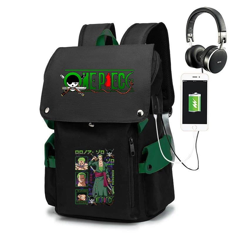 One Piece Zoro Print School Backpack Large Capacity Casual Daypack Travel Bag for Kids Teens 1