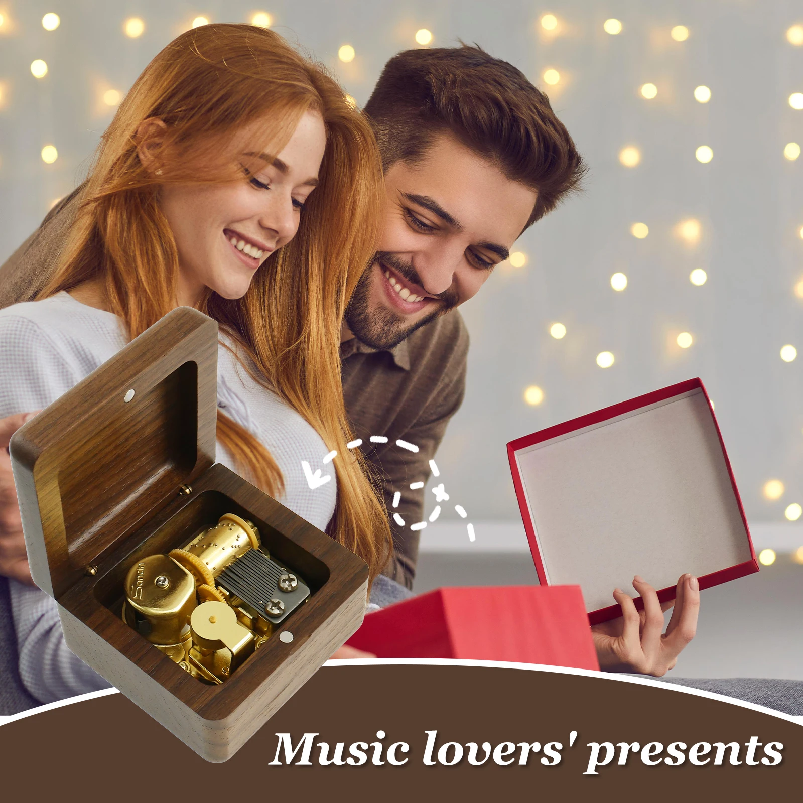 Music Box Carousel Music Box Vintage Walnut Wood Sound Box No Battery Handmade Wind-up Music Box Classic Themed Music Birthday Christmas Gifts Family Decor