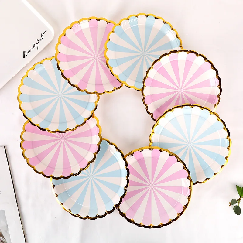 10PCS/set Gilding Disc Disposable Plates Cake Paper Pan DIY Decoration Kids Birthday Party Wedding Tableware Supply