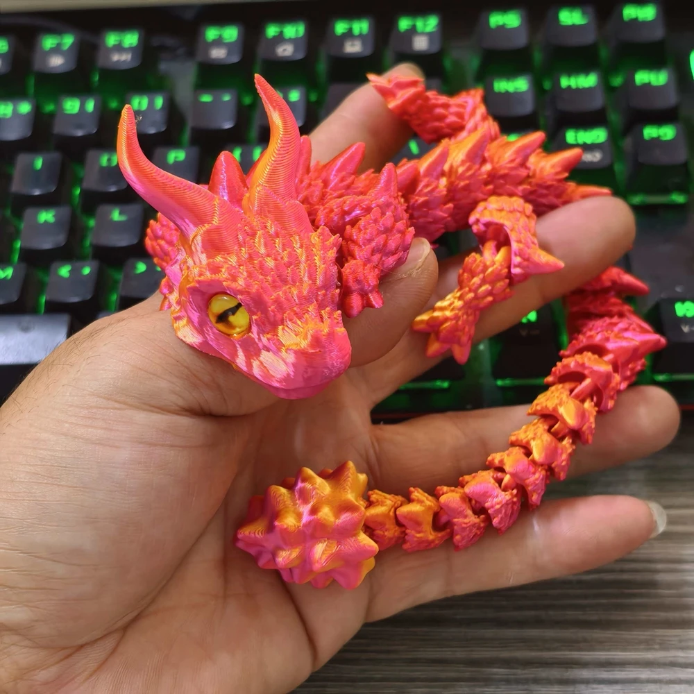 31CM 3D Printed Conjoined Dragon Baby Ornaments Joints Can Move Dragon Rockery Fish Tank Landscaping Decoration 6