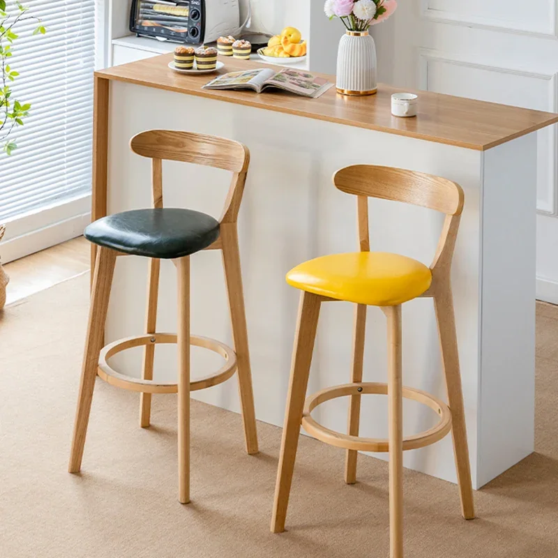 

Lounge Nordic Counter Stool Long Modern Soft Minimalistic Wooden Designer Bar Chairs Relaxing Salon Banqueta Trendy Furniture
