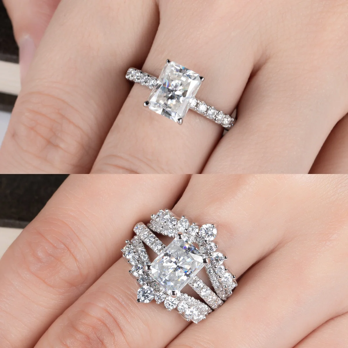 AnuJewel 3ct D Color Radiant Cut Moissanite Engagement Gold Plated 925 Sterling Silver Rings For Woman Customs Jewelry Wholesale 6