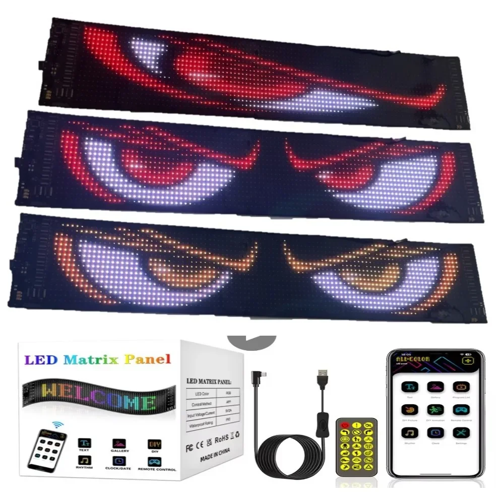 Panel LED RGB De Píxeles Flexible Para Coche - Pantalla Programable Con App Bluetooth, Ideal Para Publicidad En Tiendas Y Bares