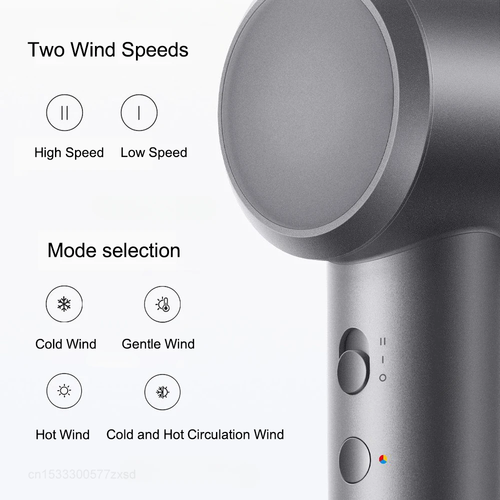 Xiaomi Mijia High Speed Hair Dryer H501 Negative Ion Hair Care 110000 Rpm (With EU Adapter) 62m/s Wind Speed 1600W Quick Drying