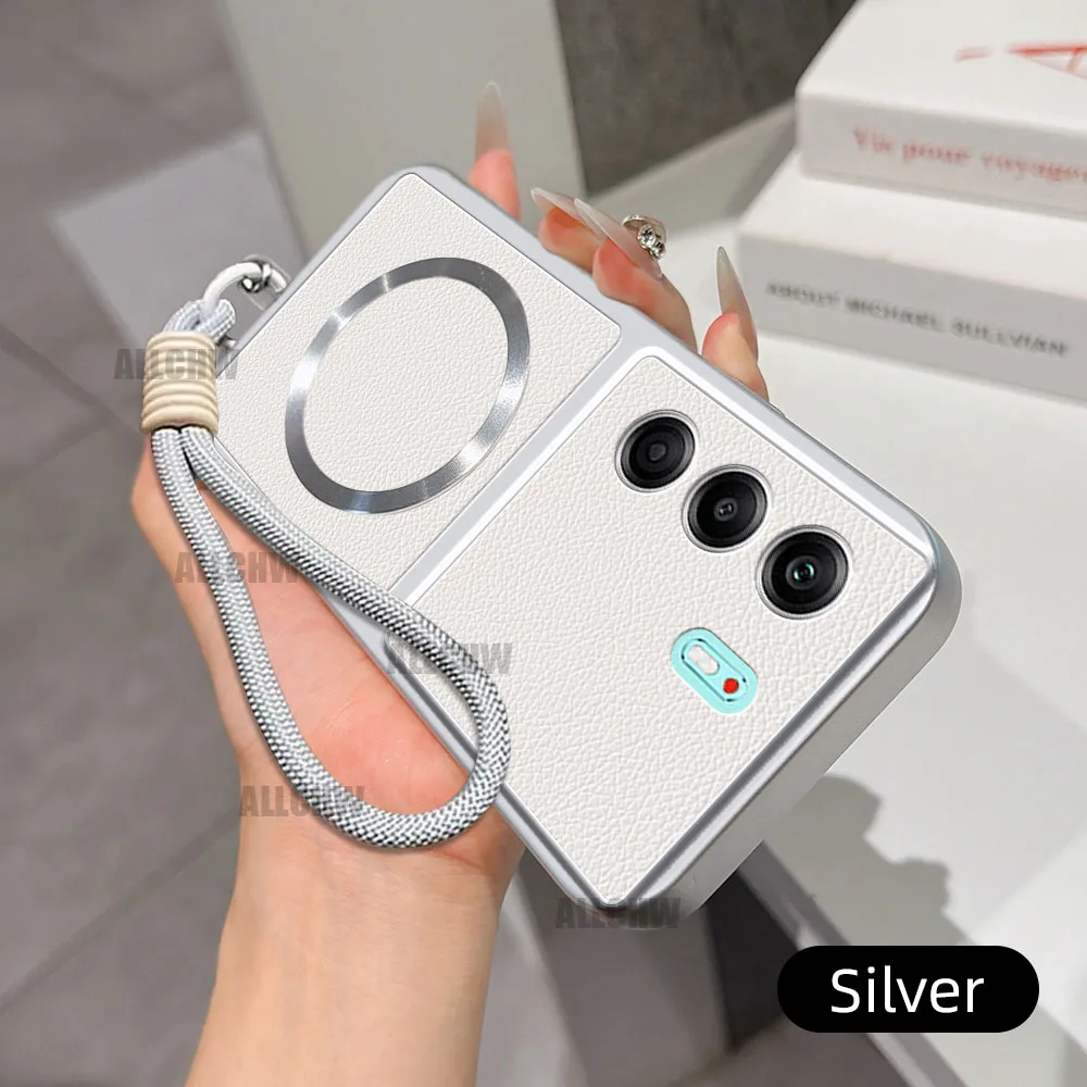 Luxury Leather Matte Magnetic Soft TPU Hand Phone Case