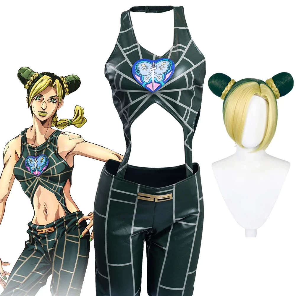 

Jolyne Cujoh Cosplay Costume Anime JoJo's Bizarre Adventure Top Pants Wig Woman Halloween Carnival Outfit For Disguise Role Play