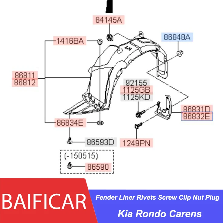 Baificar Fender Liner Mud Guard Rivets Screw Clip Nut Plug Washer Retainers For Kia Rondo Carens