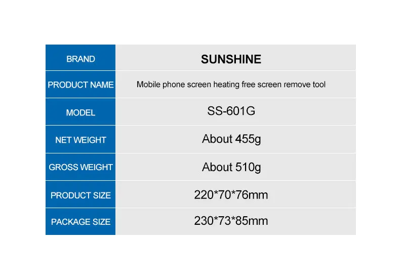 SUNSHINE SS 601G HEAT-FREE SCREEN SEPARATION