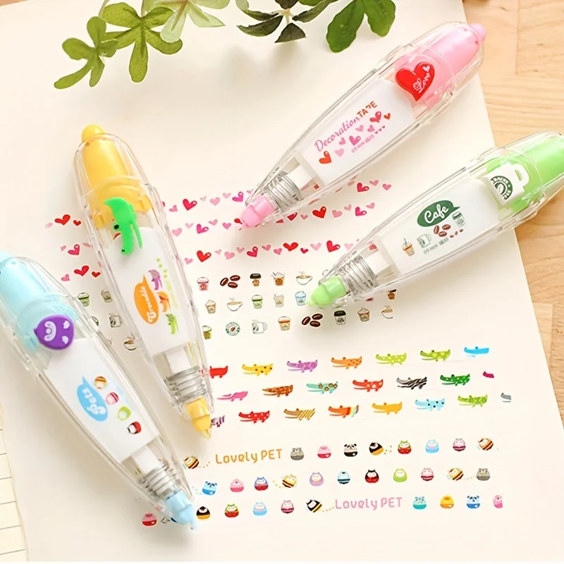 귀여운 장식 데코 교정 테이프, 다채로운 디자인, 리필 가능, 6mm x 4m 