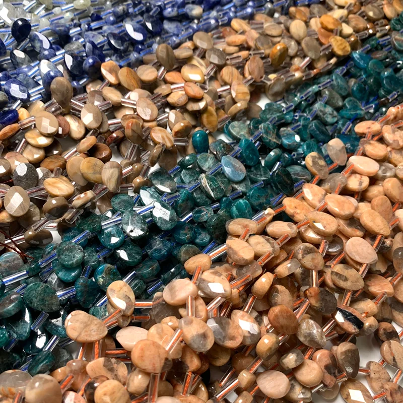 Natural Stone Crystal Tiger Eye Purple Lilac Faced Water Droplet Loose Spacer Beads for DIY Jewelry Making Bracelet Accessories