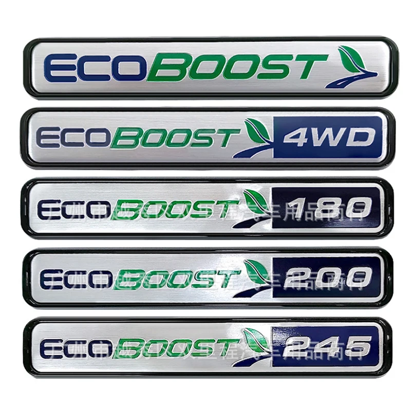 3D Metal Ecoboost Logo Car Emblem Badge Per Ford Fiesta Focus Mustang Fusion Mondeo Ecoboost 4Wd 180 200 245 Accessori Adesivi