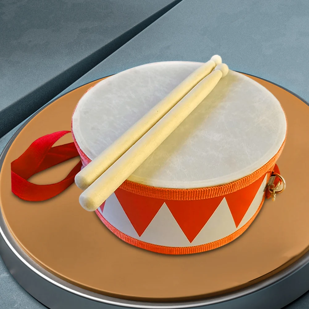 Kids Drum Set 6 Inch Children's Wooden Snare Drum Toy Percussion Instrument with Adjustable Strap 2 Drumsticks for Baby