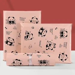 17x30cm/25x35cm Lotus Pink Express Bag Cute Panda Print Courier Bags Good Luck Shipping Mailing Envelope Gift Pouches 10Pcs