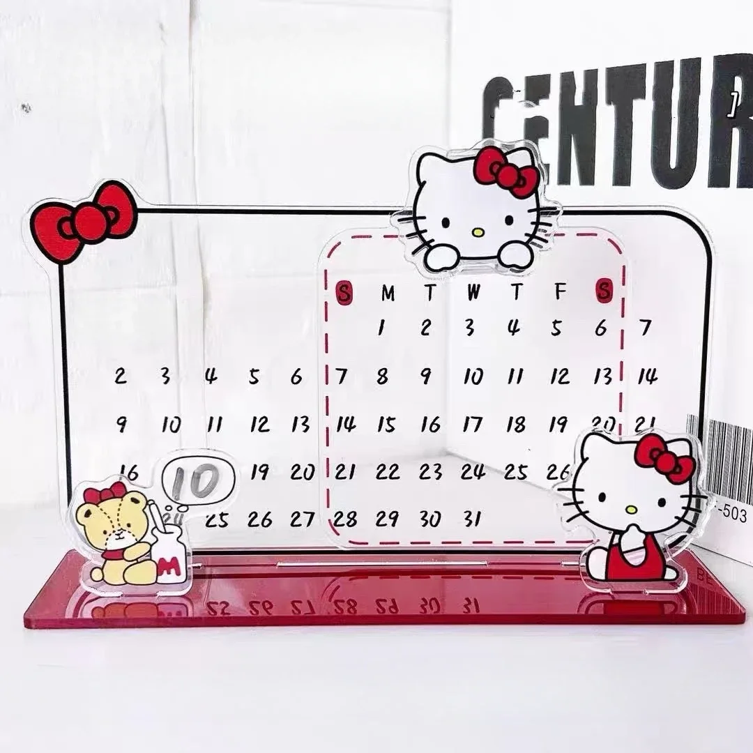 

Cartoon Hello Kittys Acrylic Calendar Decoration Recycling Desktop Calendar Cartoon Erasable Noteboard DIY Calendar Gift