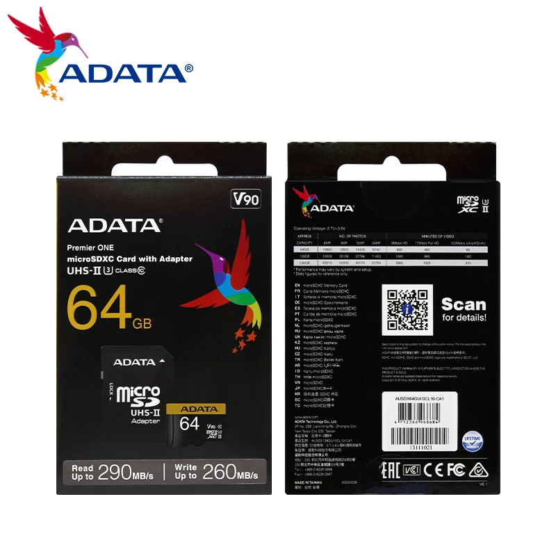  ADATA ̾ MicroSD 64 Ⱑ Ʈ V90 UHS-II U3 128 Ⱑ Ʈ 256 Ⱑ Ʈ  ÷ MicroSD ī TF ī ޸ ī ī޶  