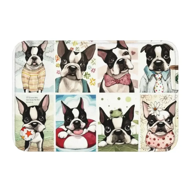 

Custom Boston Terrier Cute Dog Pattern Doormat Mat Anti-Slip Bathroom Kitchen Garden Rug Carpet 40*60cm