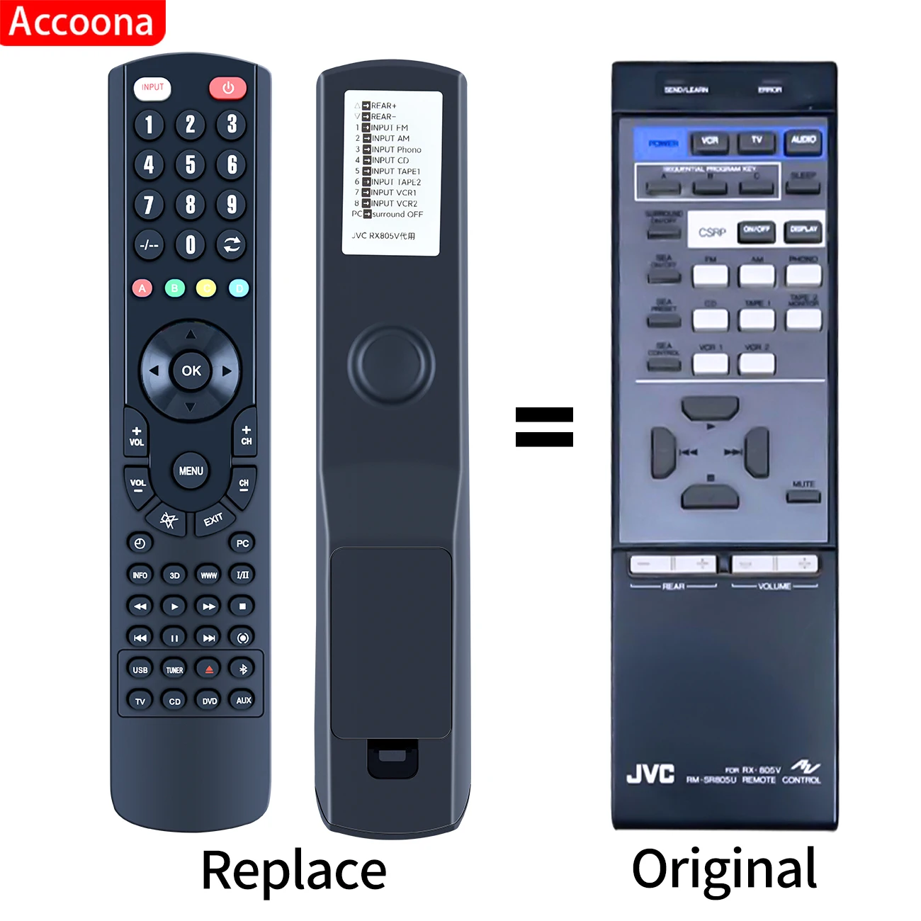 

RM-SR805U REMOTE CONTROL FOR JVC RX-805V RX-999 RX-777 RX-507V RX-505V Audio