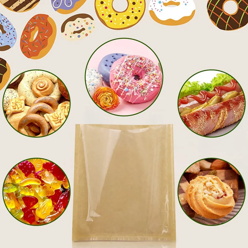 1000 Teile/los Heißversiegelbare Bäckerei Taschen mit Fenster Fettdichte Papier Gebäck Leckerli Taschen für Brot Sandwich Gebackene Waren Geschenk Geben – Detail 2