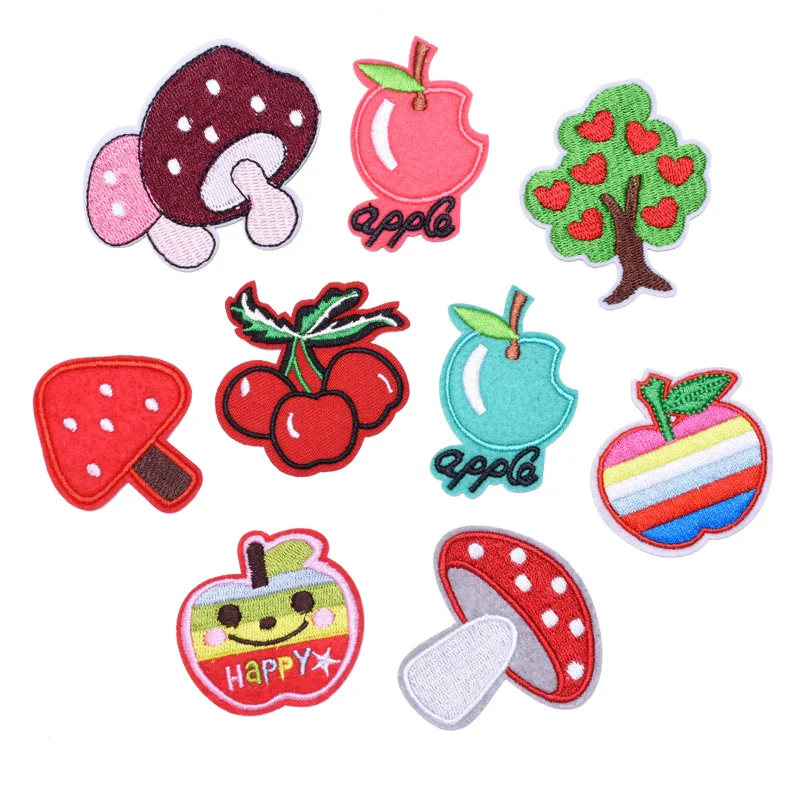 

50pcs/Lot Luxury Anime Embroidery Patch Fruit Strawberry Cherry Mushroom Tree Shirt Bag Clothing Decoration Craft Diy Applique