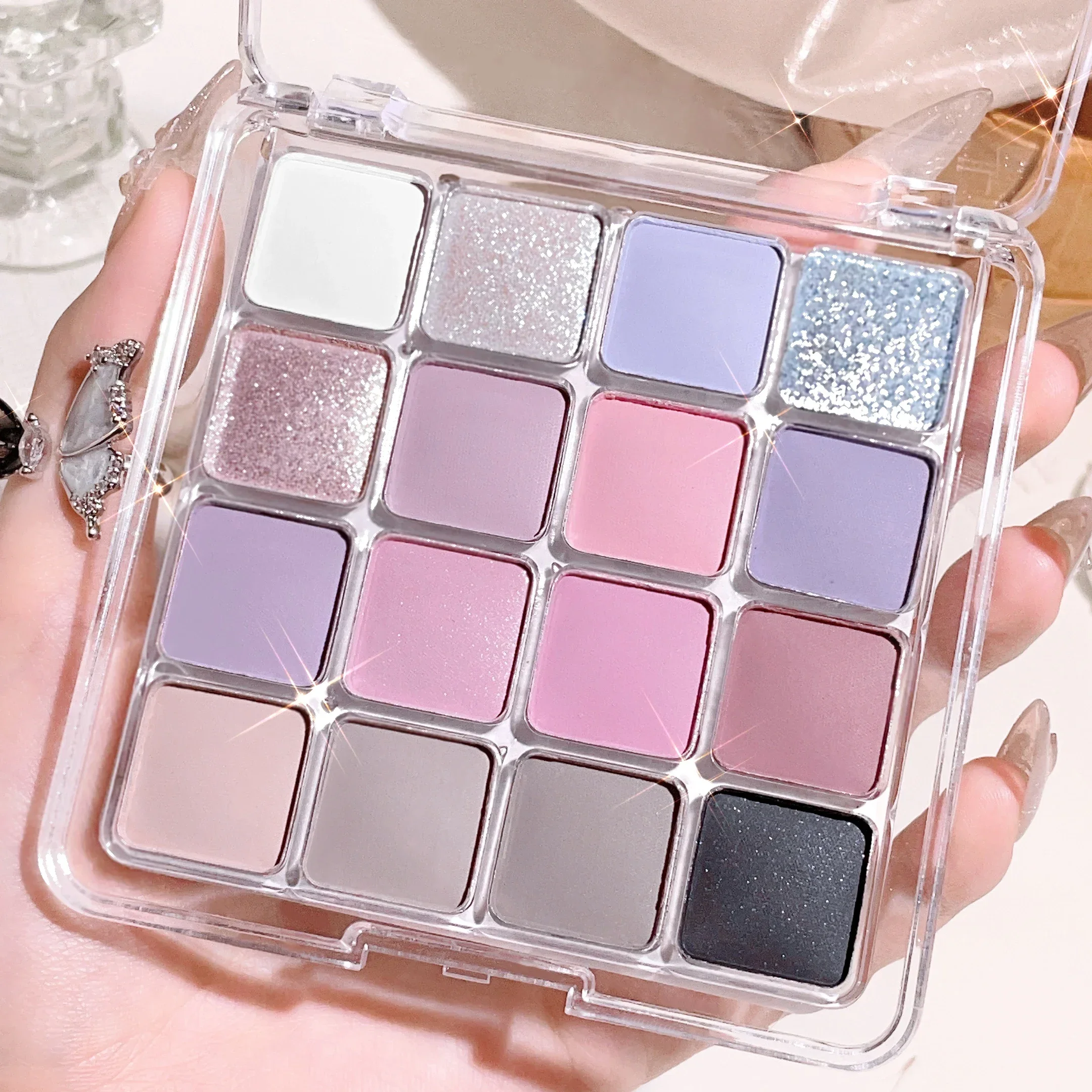 16-Color Sunset Magic Eye Shadow Plate Pearl Matte Earth Color Rainbow Color Eye Shadow Plate Korean High-Quality
