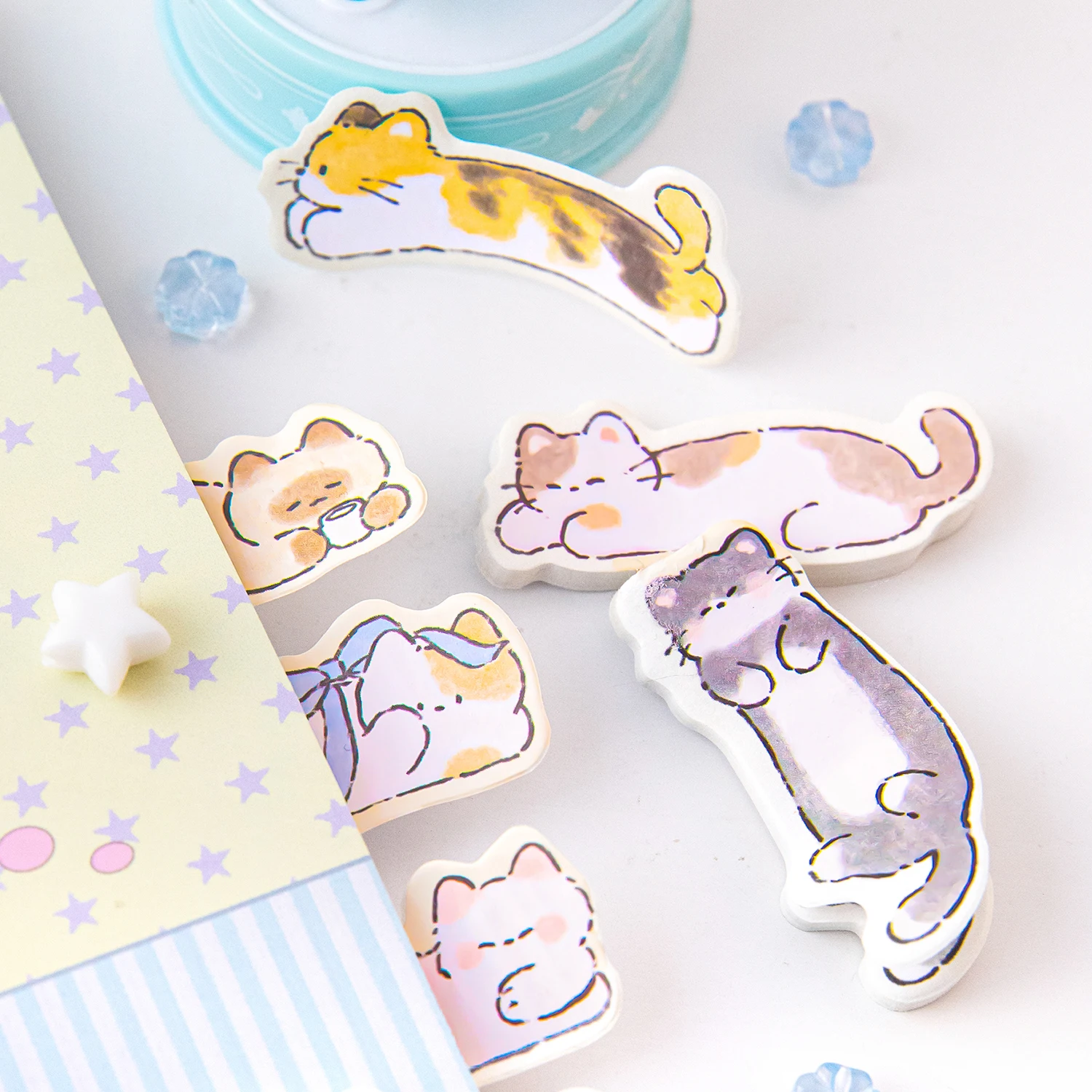Cat Index Sticky Notes Cute Cartoon Kitty Shaped Student Message Note Sticker Kawaii Student Stationery Supplies 180 Sheets/Set