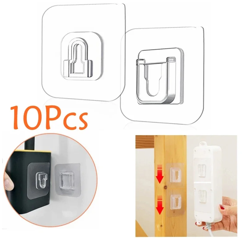 

10 Double-Sided Adhesive Wall Hooks Hanger Strong Transparent Hooks Suction Cup Sucker Wall Storage Holder For Kitchen Bath Pair