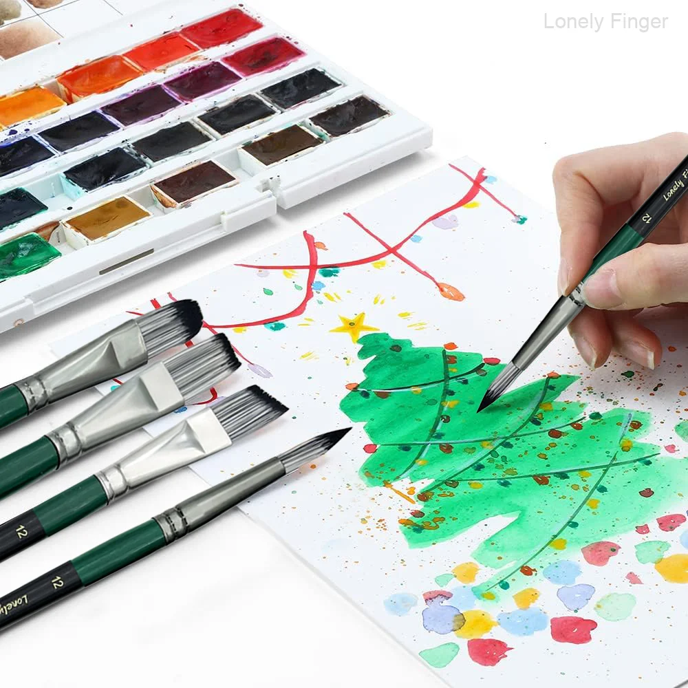 아크릴 페인트 브러쉬 세트, 6/24개 나일론 헤어 아크릴 페인팅 브러쉬, 수채화 록 페이스 페인팅 브러쉬, 아티스트 공예 브러쉬 용품