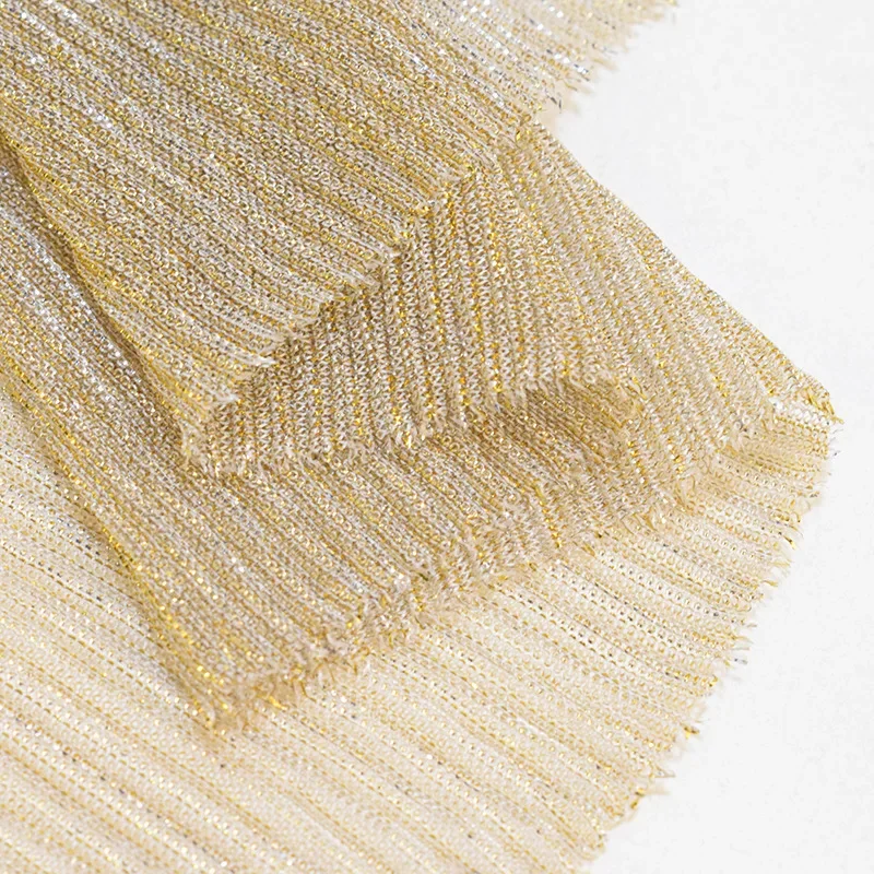 Tessuto a rete pieghettato in tessuto di filato metallico Crepe iridescente lucido per abiti da cucito fai-da-te 50cm x 150cm
