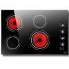 30" Built-in Electric Cooktop 4 Burner Stove 6700W Glass Ceramic Touch Control Knob Safety Lock 1