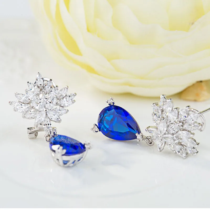 SLBRIDAL Art Deco Teardrop Cubic Zircon Drop Earrings CZ Earring Wedding Bridal Earring Fashion Jewelry Girls Daily Earrings 5