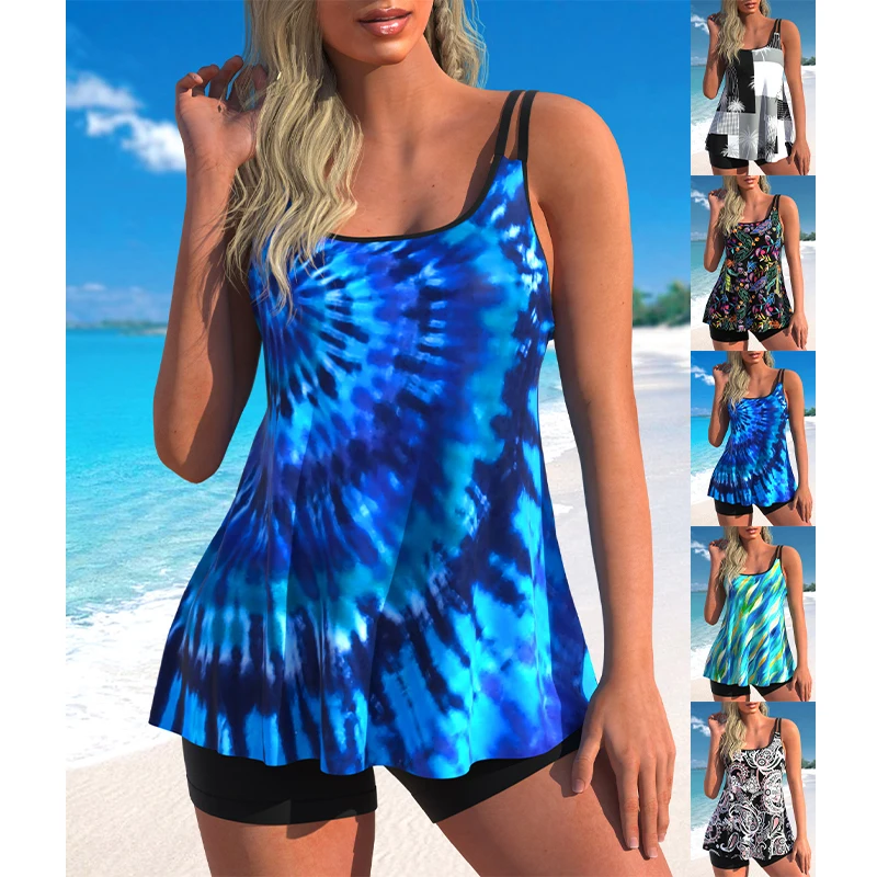 

2023 Women's Sexy Beach Swimwear Tankini Two Piece Swimwear Print Tankini Beach Summer Fashion Beach Women's Swimwear Set
