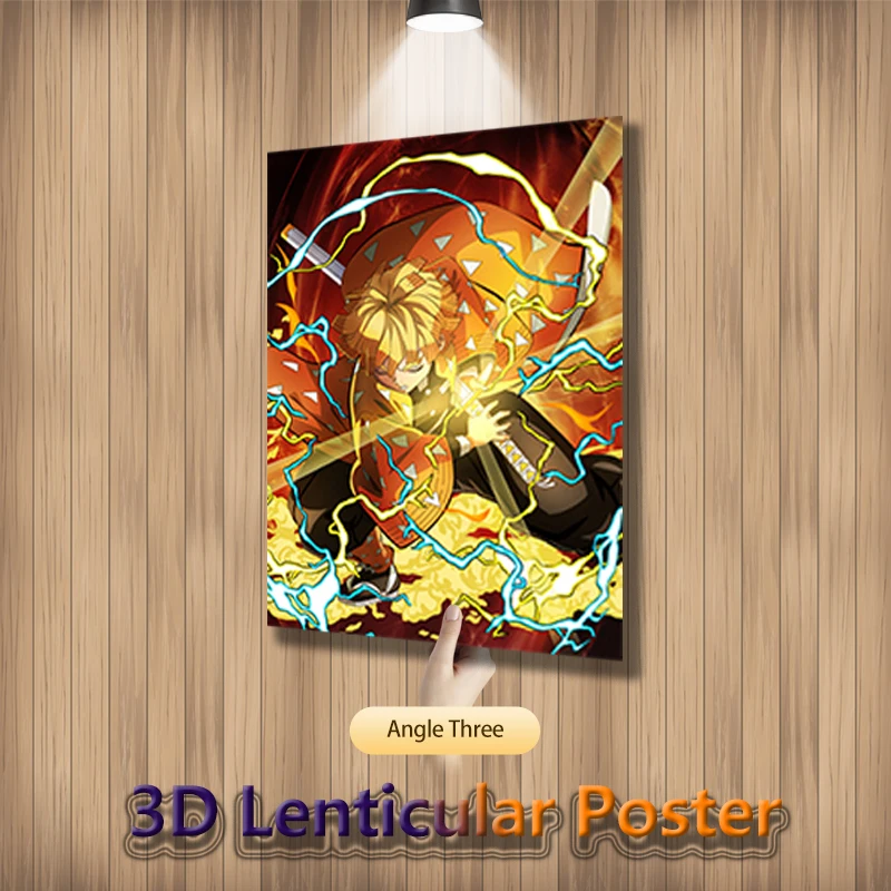 Demon Slayer 3D Poster Nezuko Tanjirou Zenitsu Wall Art 3D Flip