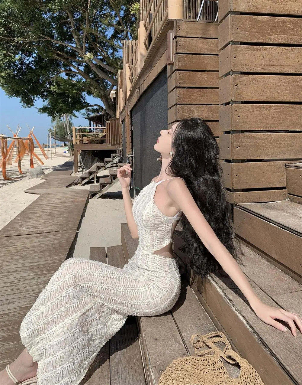 Sexy Knitting Backless Bodycon Dresses for Women Halter Slim Party Dress Sleeveless Korean Fashion Holiday Style Vestidos Mujer