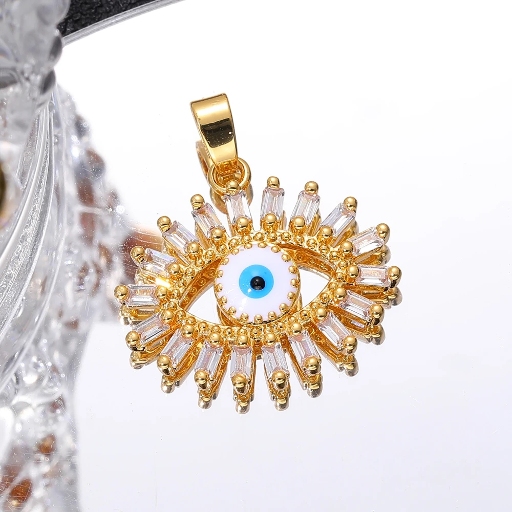 Juya Handmade Regenbogen Kristalle Wolf Zahn 18K Reales Gold Überzog Bösen blick Charme Für DIY Luxus Talisman Anhänger Schmuck, der – Detail 14