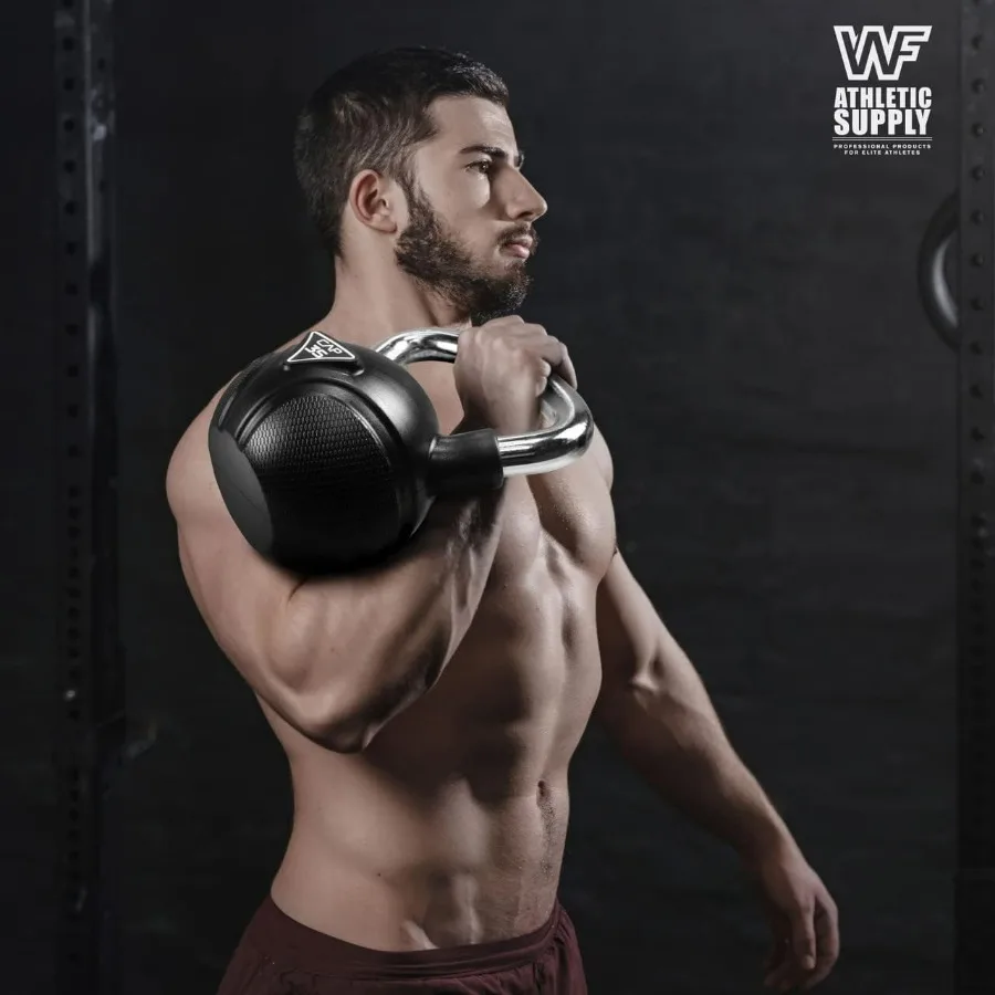 30LBS Color PVC Coated Kettlebell with Chrome Handle, Kettlebell Sets for Home Gym, Great for Cross Training, Swings, Body Worko