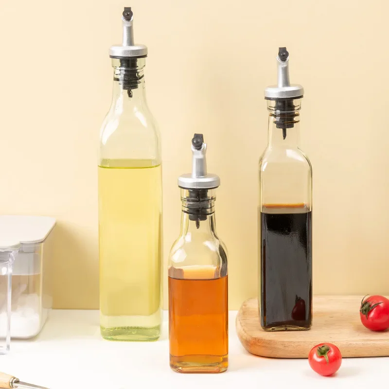 Transparent Glass Olive Oil Bottle 150/250/500ML Leakproof Kitchen Seasoning Soy Sauce Vinegar Press Type Cruet Barbecue Bottle 3