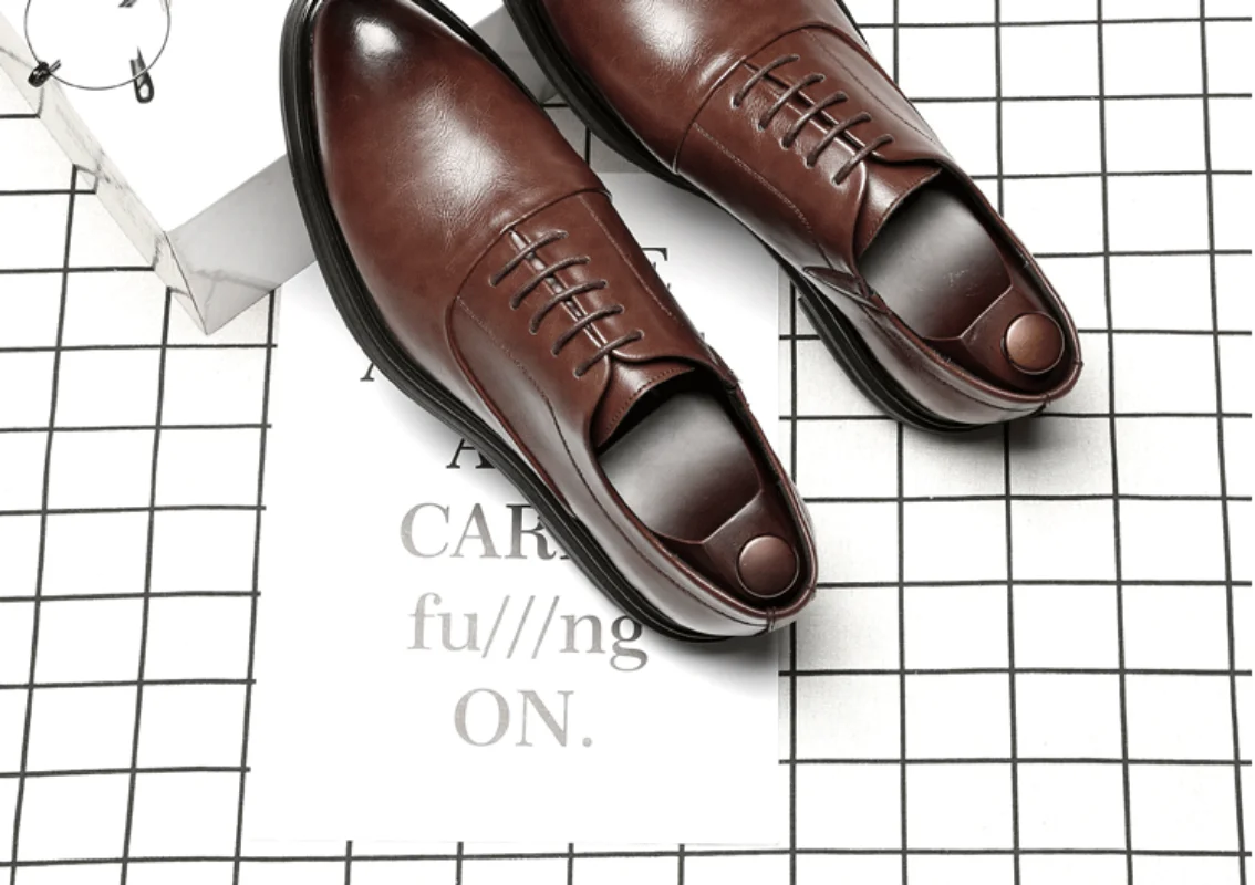 Mens Leather Dress Shoes British Pointed Toe Business Leather Shoes Fashion Casual Black Large Size 38-47 Formal Shoes Office Worker Men's