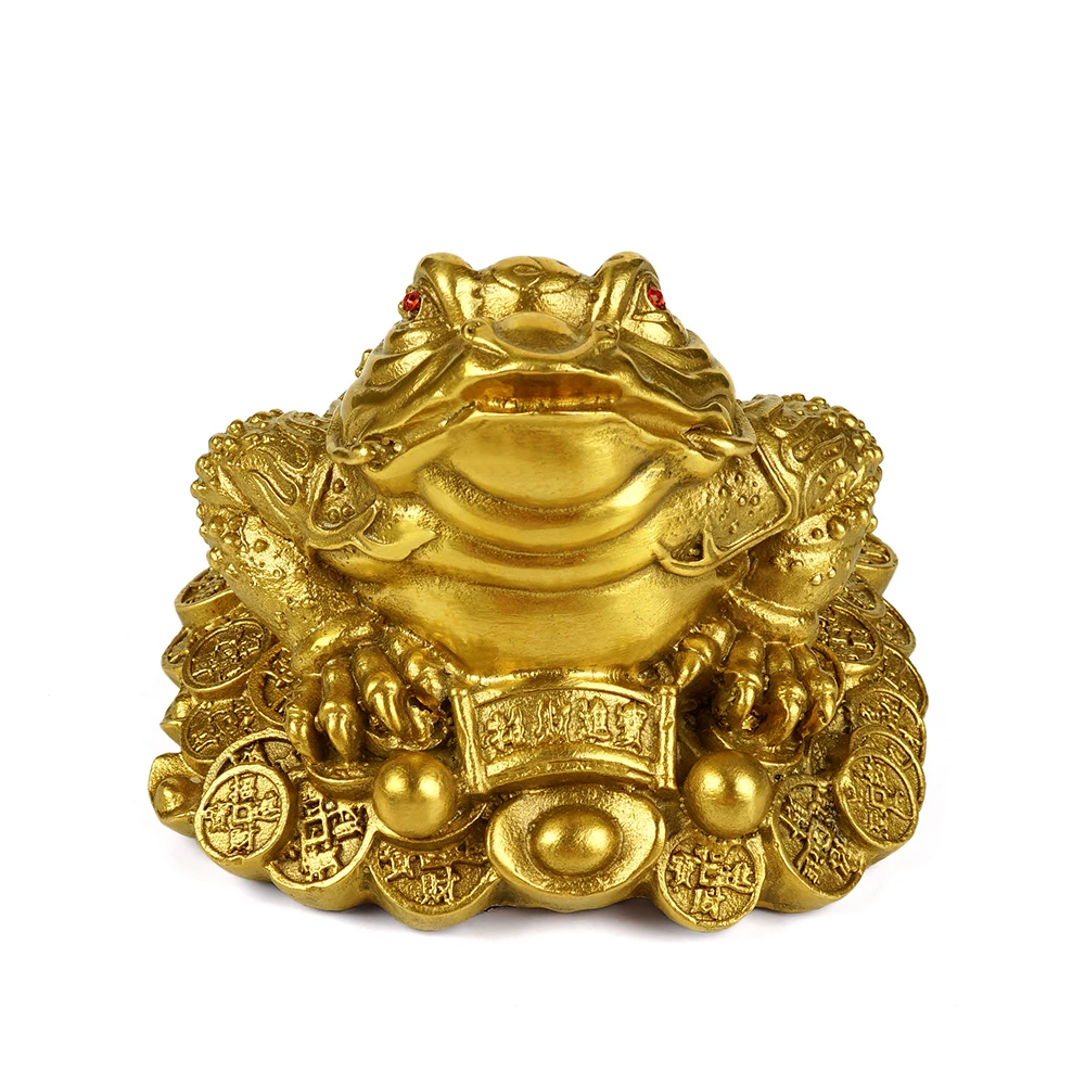 

Feng Shui Money Frog Wealth Statue Brass Chinese Home Decoration Figurine Attract Good Luck Office Decor Golden Sculpture