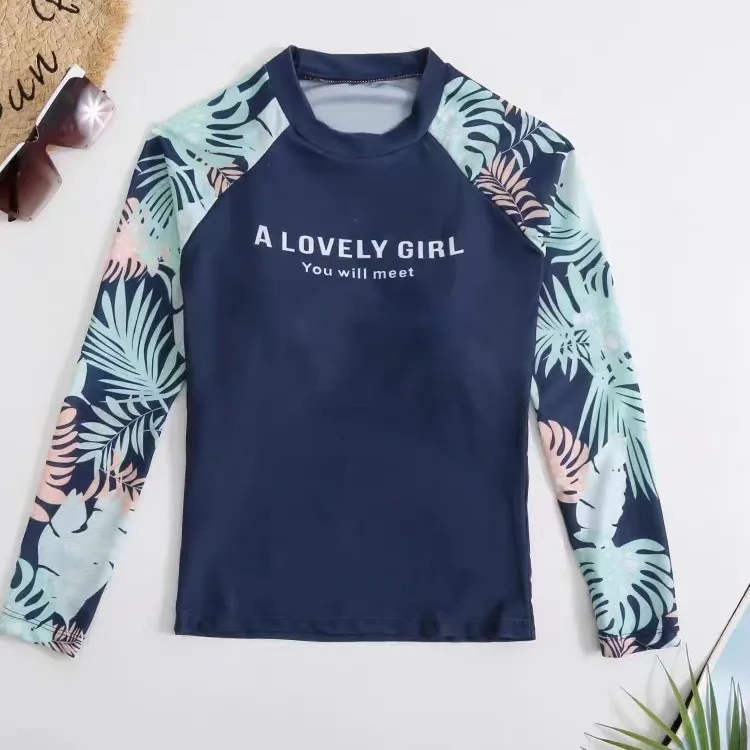 Long Sleeve Surfing Swimsuit Women 3-Piece Diving Clothes Print Swimwear with Shorts Pants Beachwear Bathing Swimming Suit