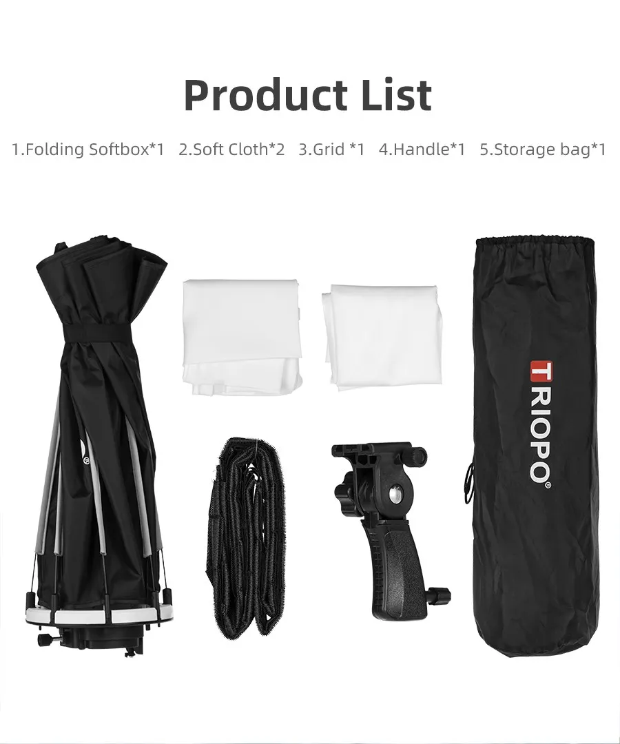 Description Picture 3 of itemTriopo 55cm 65cm 90cm 120cm Speedlite Portable Octagon Umbrella Softbox + Honeycomb Grid Outdoor Flash Soft Box for Iconic Brand Godox