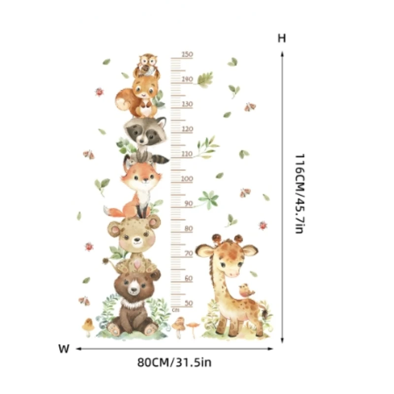 Giraffe Animal Height Growth Chart Wall Sticker 5