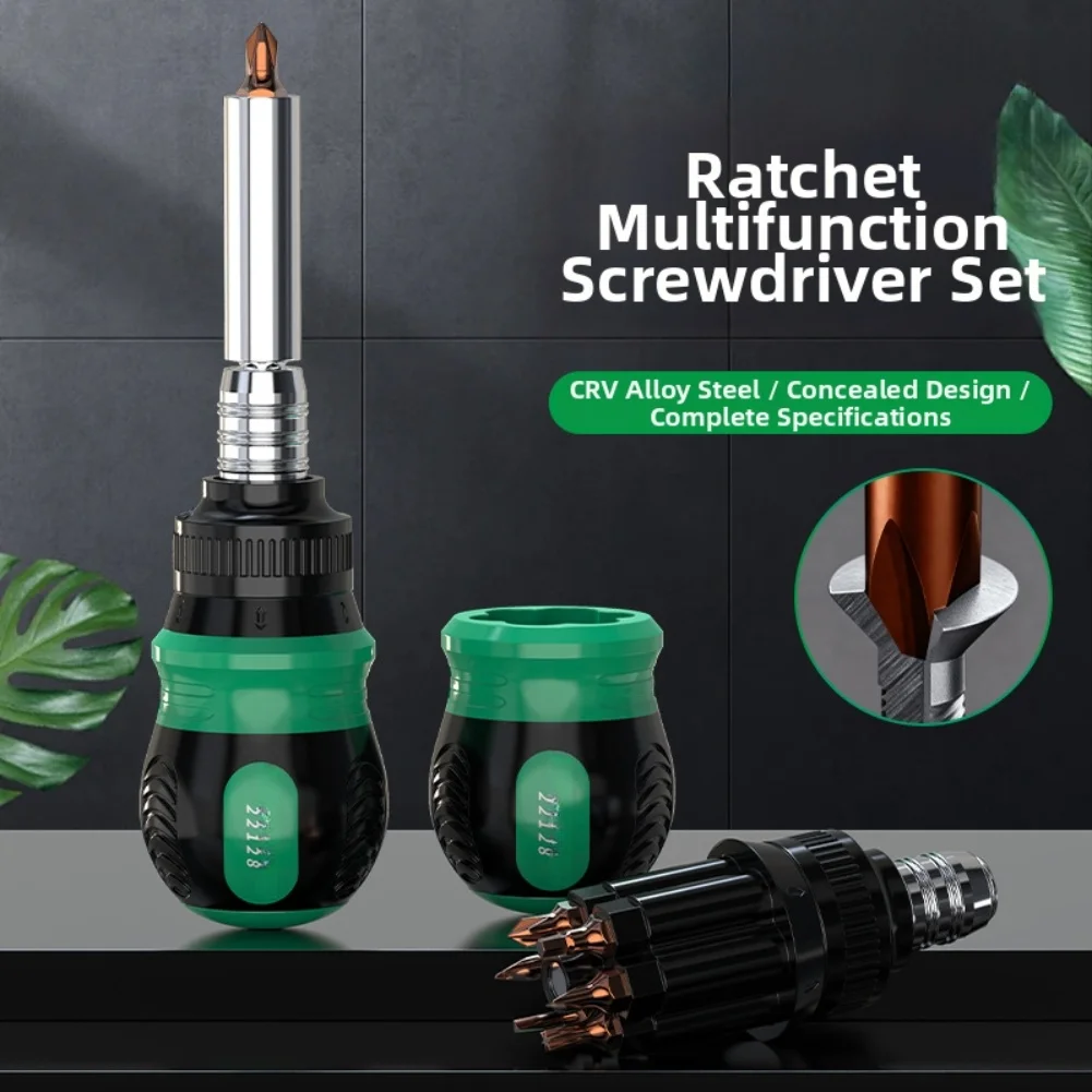 Retracktable Screwdriver 14-In-1 Ratchet Screwdriver Set Multi Function Retractable Ergonomic ...