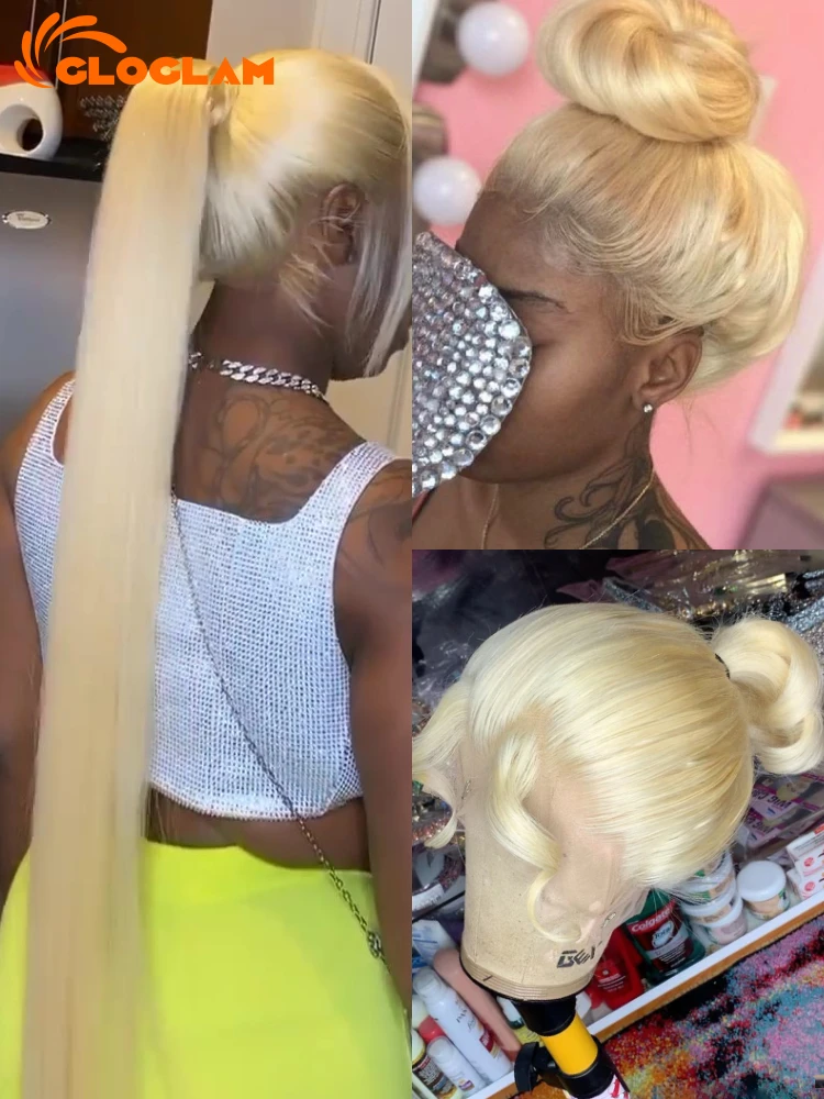 Straight 250 Density 13x4 13x6 360 Lace Front Wig Human Hair Pre Plucked Glueless Brazilian 613 HD lace Frontal Wigs 36 38 Inch