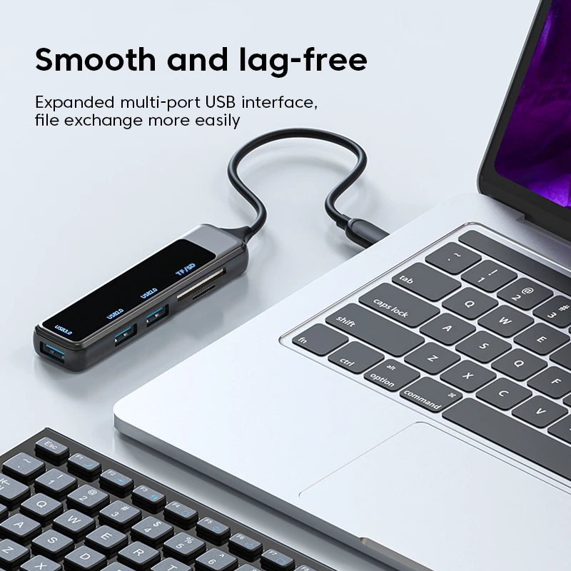 6-in-1 USB 3.0 HUB Expansion Dock Ultra-Slim Converter Type C Card Reader OTG Adapter For PC Computer Accessories
