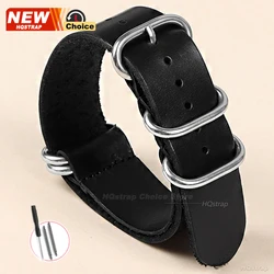 Artisan Vintage Leather Wristband - Universal Watch Strap Replacement - 22mm (Black)