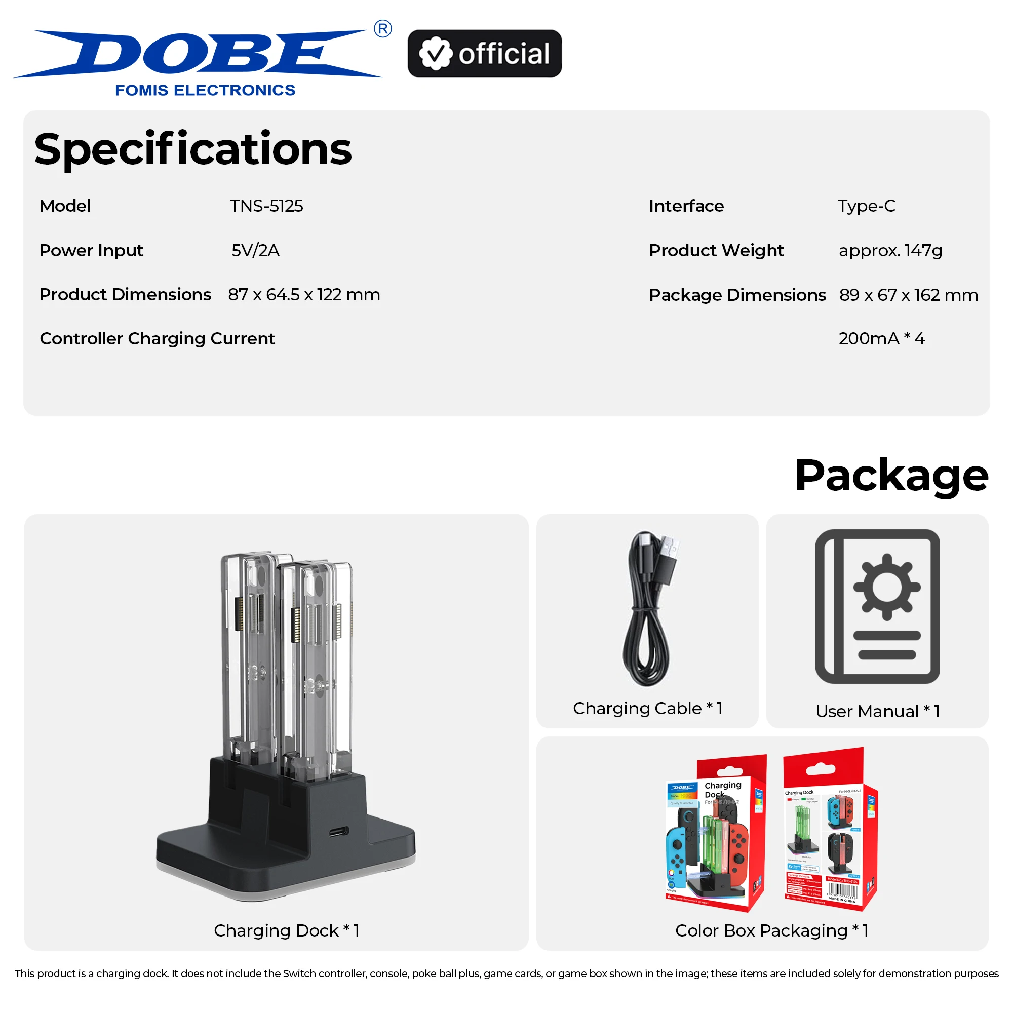 DOBE 4-in-1 스위치/OLED/스위치 2 컨트롤러용 충전 도크 | 8슬롯 데스크탑 충전기, RGB 바이브, 조이패드 지원, 차세대 지원