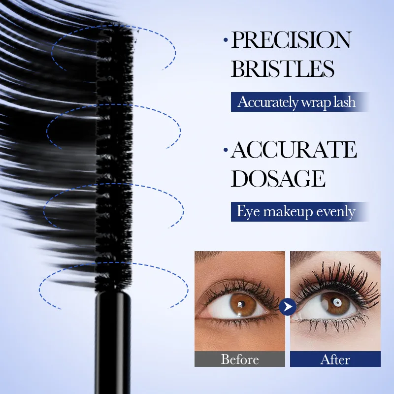 5D wasserfeste Mascara für längere Wimpern – Make-up für Damen – Wasserfeste Mascara aus schwarzen Seidenfasern – Koreanische Kosmetik – Neu_voghion.com