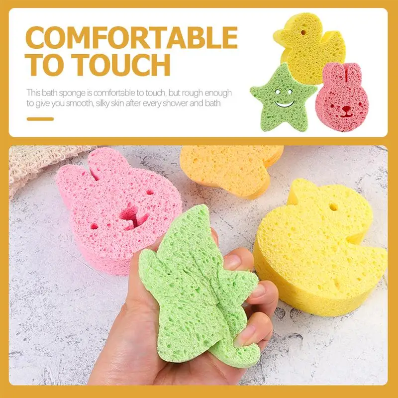 3 Pcs Children's Bath Sponge Sponges Body Wash Bathing Cute Frosted Wood Pulp Baby Shower Wood Pulp Cellulose Scrubber for Tools 5