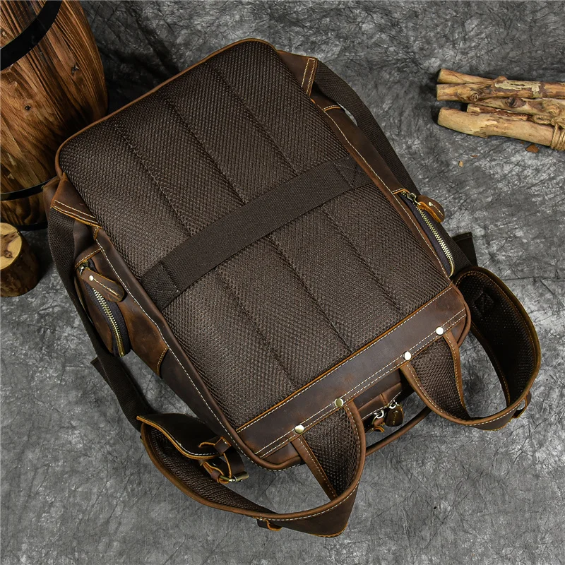 Leather College Backpack For Men