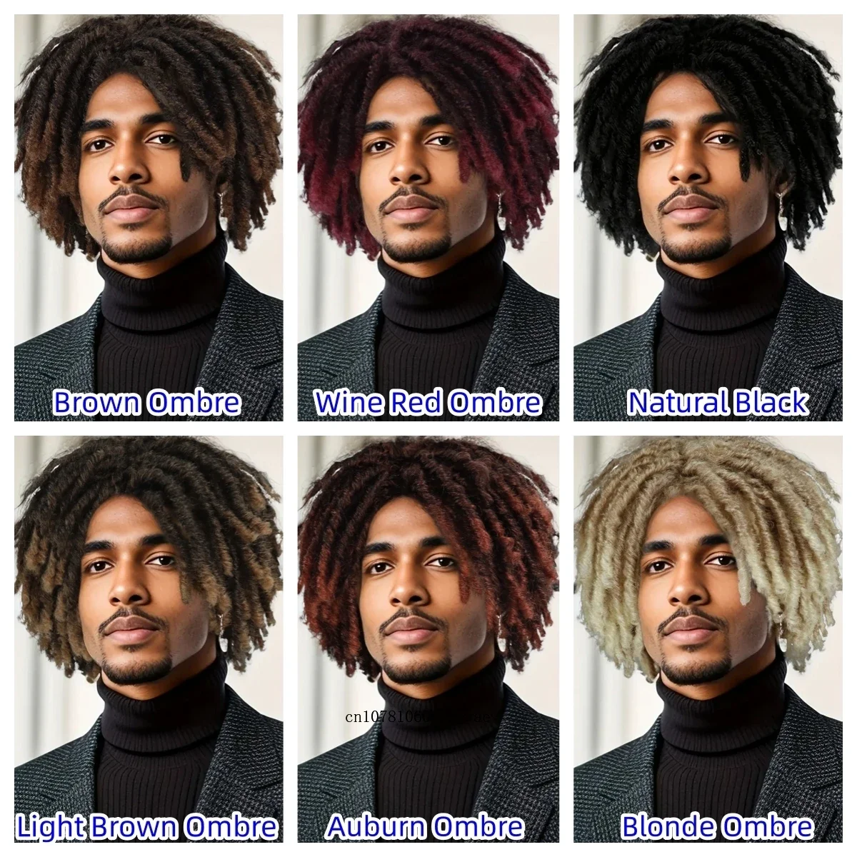 Dreadlocks Wig for Men Braided Synthetic Wig Man Ombre Brown Locs Crochet Twist Hair Men's Afro Natural Short Dreads Hip Hop
